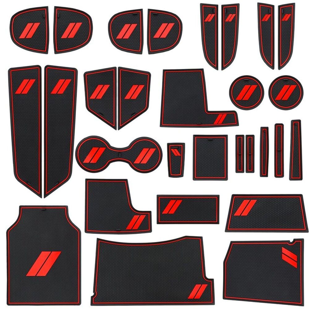 29Pc Interior Liner Set Dodge Charger 2011-2014 Non-Slip Red Trim New